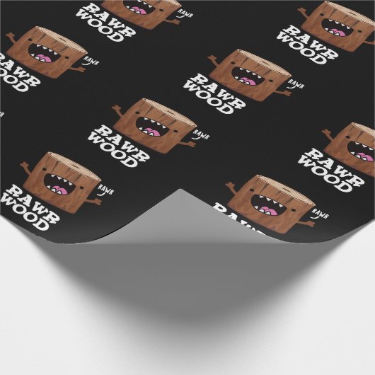 Rawr Wood Funny Natuur Pun Dark BG Cadeaupapier (Hoek)