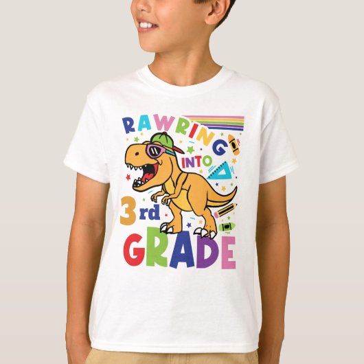 Rawring In 3e klas Terug naar School Kinder T-shirt (Voorkant)