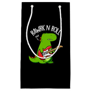 Rawrk en Roll Funny Rocker Dinosaur Pun Dark BG Klein Cadeauzakje