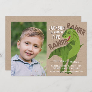 RAWRR Dinosaur Kinder Neutrale Birthday Party Foto Kaart