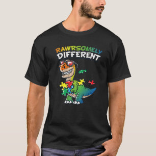 Rawrsomally Different Autism Awareness T Rex Dinos T-shirt