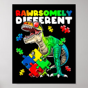 Rawrsomally Different Dinosaur Autism Awareness Pu Poster