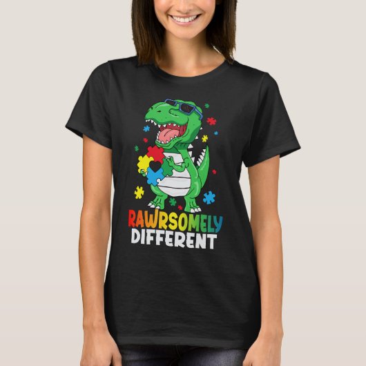 Rawrsomally Different Dinosaur Autism Awareness T-shirt (Voorkant)