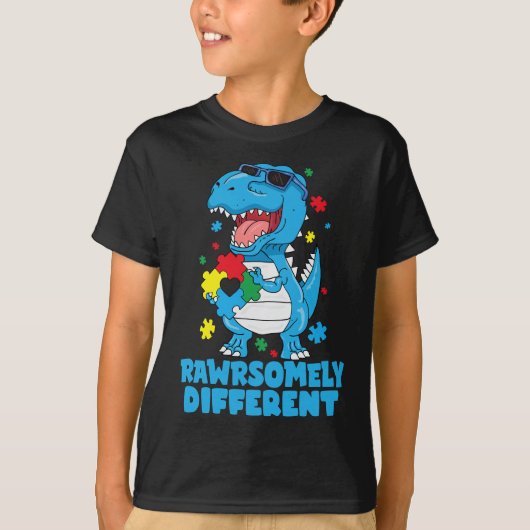Rawrsomally Different Dinosaur Autism Awareness T-shirt (Voorkant)