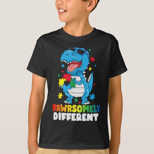 Rawrsomally Different Dinosaur Autism Awareness T-shirt (Voorkant)