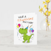 Rawrsome Dinosaur Birthday Kaart (Gele Bloem)