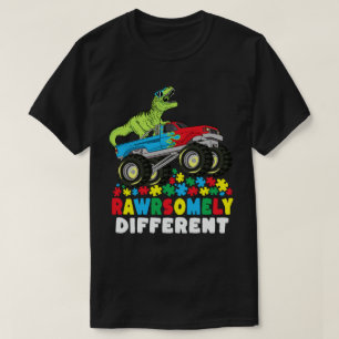 Rawrsomely Different T Rex Monster Truck Autism T-shirt
