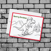 Rawry kerst T-rex rijden snowboard Briefkaart