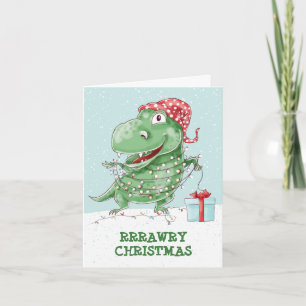 Rawry Kerstmis Domme Dinosaurus Vakantie Kaart
