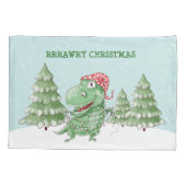 Rawry Kerstmis Gekke T Rex Dinosaur Kussensloop (Achterkant)