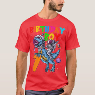 Rawy 7 Years Old Birthday Boy Astronaut Riding 7th T-shirt