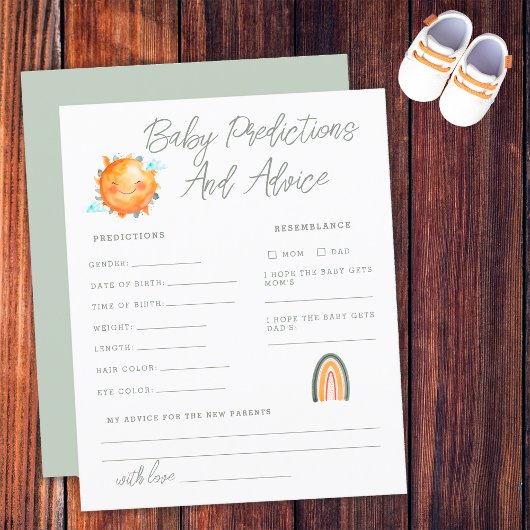 Ray of Sunshine Baby Predictions et carte de conse
