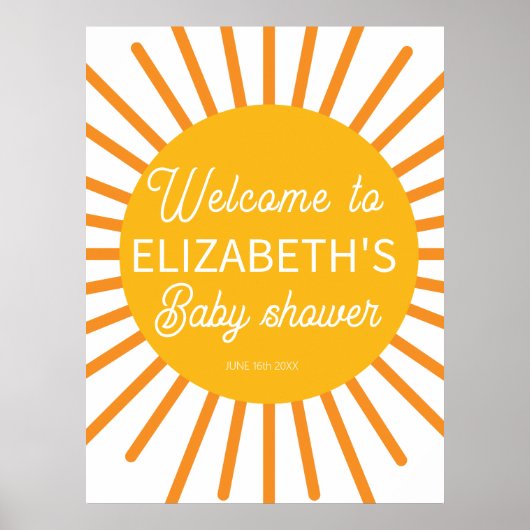 Ray of Sunshine Baby shower Affiche de bienvenue (Devant)