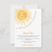 Ray of Sunshine Baby shower Bedankkaart (Voorkant)