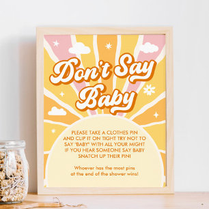 Ray of Sunshine Baby shower Dont Say Baby Game Poster