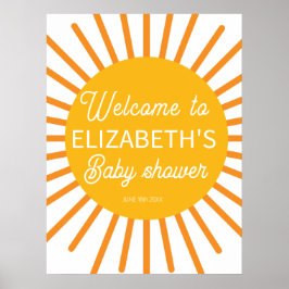 Ray of Sunshine Baby shower Welkomstbord Poster