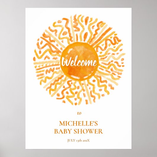 Ray of Sunshine Boho Baby shower Affiche de bienve (Devant)