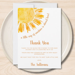 Ray of Sunshine Boho Baby shower Bedankkaart