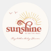 Ray of Sunshine | Boho Baby shower Ronde Sticker (Voorkant)
