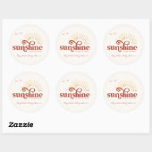 Ray of Sunshine | Boho Baby shower Ronde Sticker (Vel)