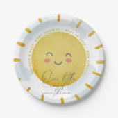 Ray of Sunshine Clouds Boy Blue Baby shower Papieren Bordje (Voorkant)