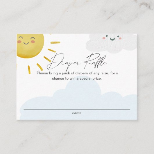 Ray of Sunshine Clouds Boy Diaper Raffle Small Informatiekaartje (Voorkant)
