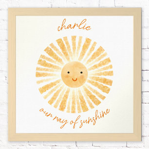 Ray of Sunshine Gepersonaliseerde Nursery Decor Po Poster