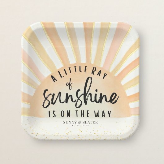 Ray of Sunshine Retro Zomerstrand Baby shower Papieren Bordje