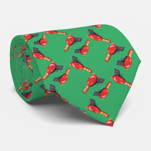 Ray Pistool Pattern SciFi groene Stropdas (Opgerold)