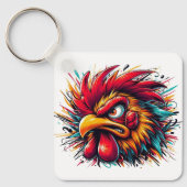 "Ray the Fierce Rooster" Aluminum Keychain (Voorkant)