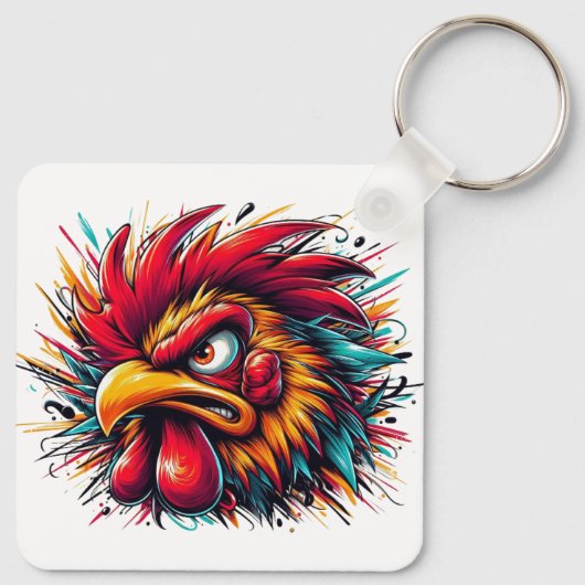 "Ray the Fierce Rooster" Aluminum Keychain (Achterkant)