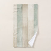 Rayé Brun Clair Bleu Tendre Patiné Blanc Rustique (Serviette à main)