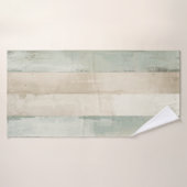 Rayé de bleu doux patiné brun beige blanc rustique (Serviette de bain)
