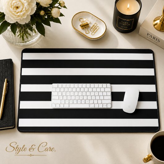 Rayé Horizontal Noir et Blanc Classique et Élégant