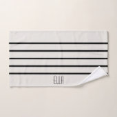 Rayé noir et blanc personnalisé (Serviette à main)
