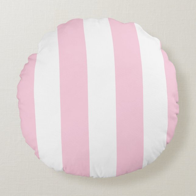Rayé rose et blanc | Coussin d'extérieur de cabane (Devant)
