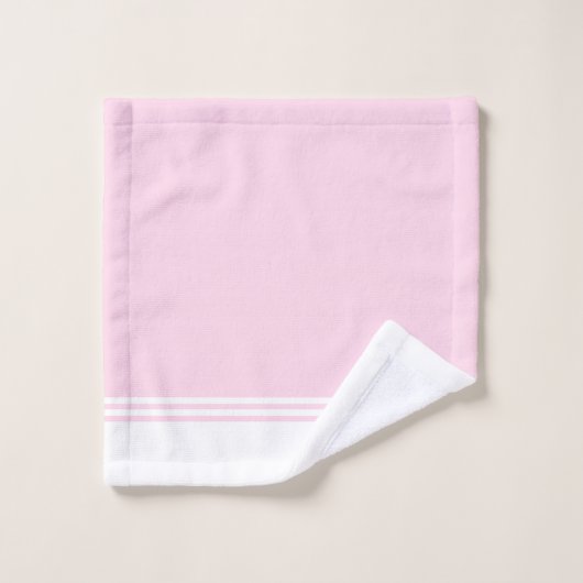 Rayé simple de rose et blanc (Gant de toilette)
