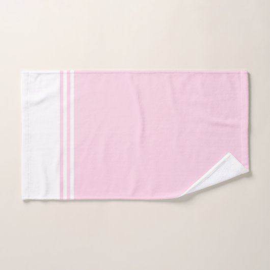 Rayé simple de rose et blanc (Serviette à main)