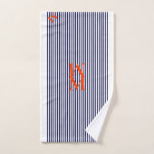 Rayé vertical chic marine et blanc  (Serviette à main)
