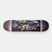 "Raygun Gothic Futuristische Cityscape Deck" Skateboard (Horizontaal)