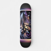 "Raygun Gothic Futuristische Cityscape Deck" Skateboard (Voorkant)
