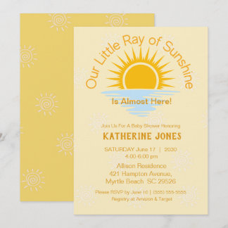 Rayon neutre de soleil Baby shower Invitation