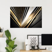 Rayonnement Art Déco Doré (Bureau à domicile)