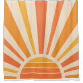 Rayons de soleil rétro en rideau de douche orange  (Devant)