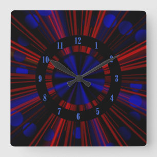 Rayons Rouge Et Bleu De Mur Clair Horloge
