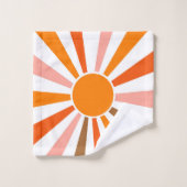 Rayons Soleil Rétro Coucher Soleil Orange Jaune Ro (Gant de toilette)