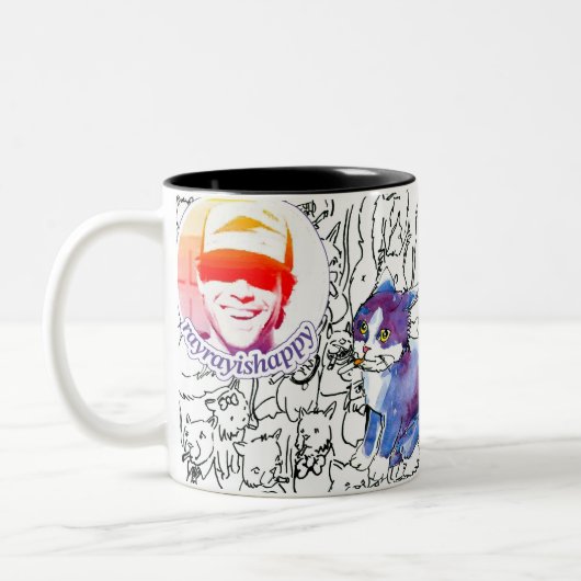 RayRay Logo Scribbles Mug Tweekleurige Koffiemok (Links)