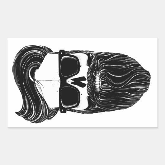 Ray's black bearded skull rechthoekige sticker (Voorkant)