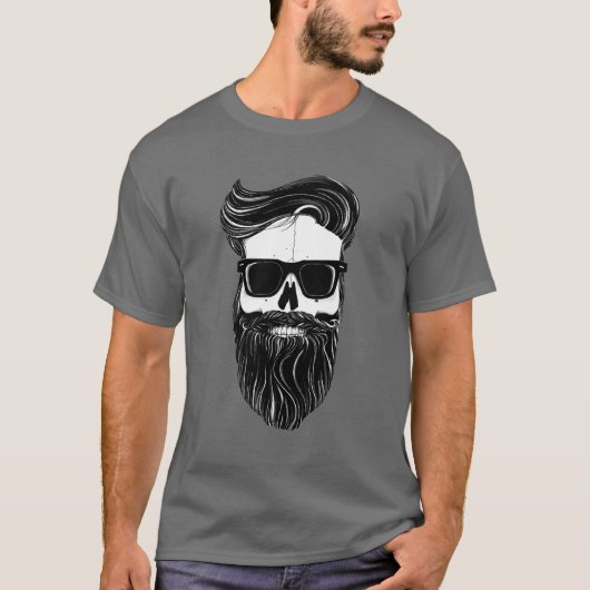 Ray's black bearded skull t-shirt (Voorkant)