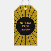 RAYS BUTTON Gold + uw foto, tekst, monogram Cadeaulabel (Achterkant)